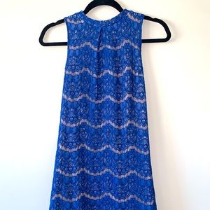 Royal Blue Lace Knee Length Dress- M